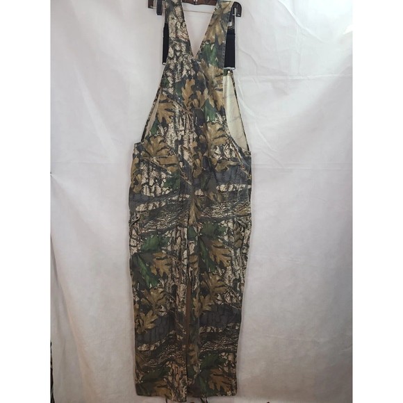 Trebark Bigwoods Men's (XL) Brown, Green Camo Hunting Cargo Bib Overalls - Picture 7 of 13
